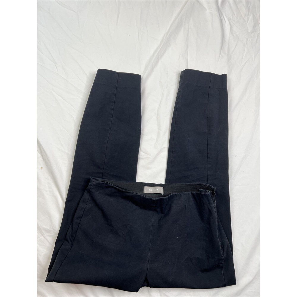 Everlane Flat Front Tapered Black Stretch Waist Trouser Womens Size 8 A050622